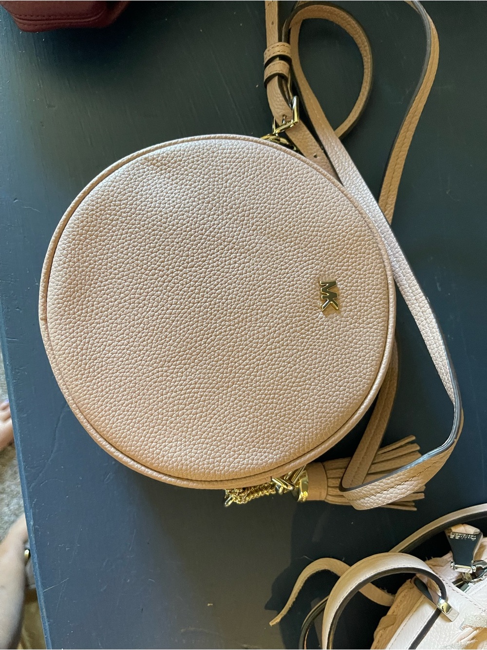 Michael Kors Round Pebbled Crossbody in Tan - Picture 2 of 8